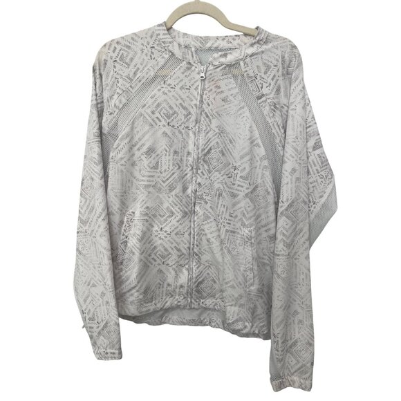 Maurices In Motion Patterned Jacket with Mesh Inlay Size 1X White Gray Sport NEW - Picture 3 of 8